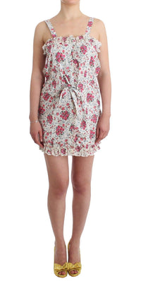 Ermanno Scervino Beachwear Pink Floral Beach Mini Dress Women's Short