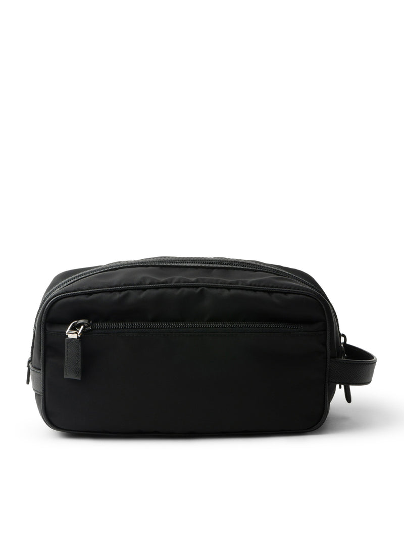 Prada Men Travel Pouch In Re-Nylon And Saffiano