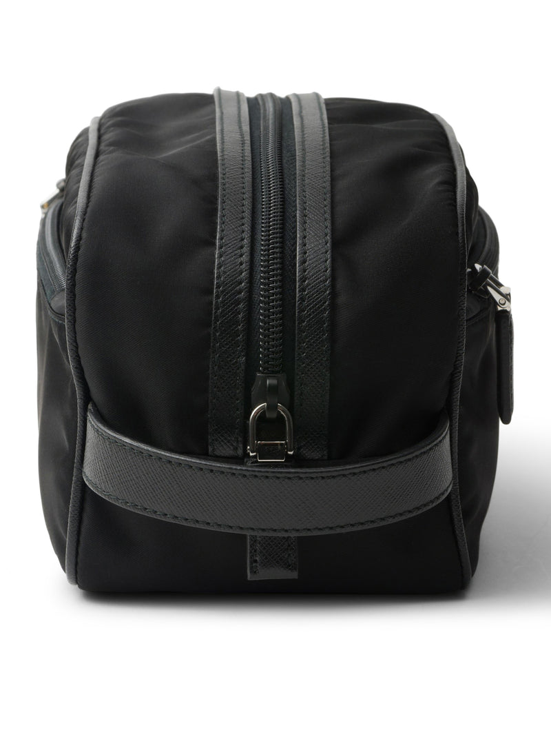 Prada Men Travel Pouch In Re-Nylon And Saffiano