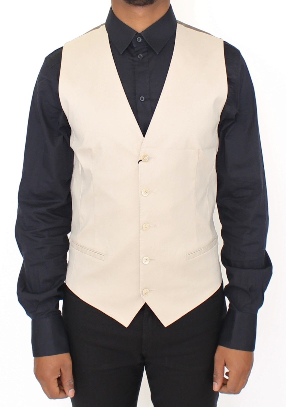 Dolce & Gabbana Beige Cotton Stretch Dress Vest Men's Blazer2