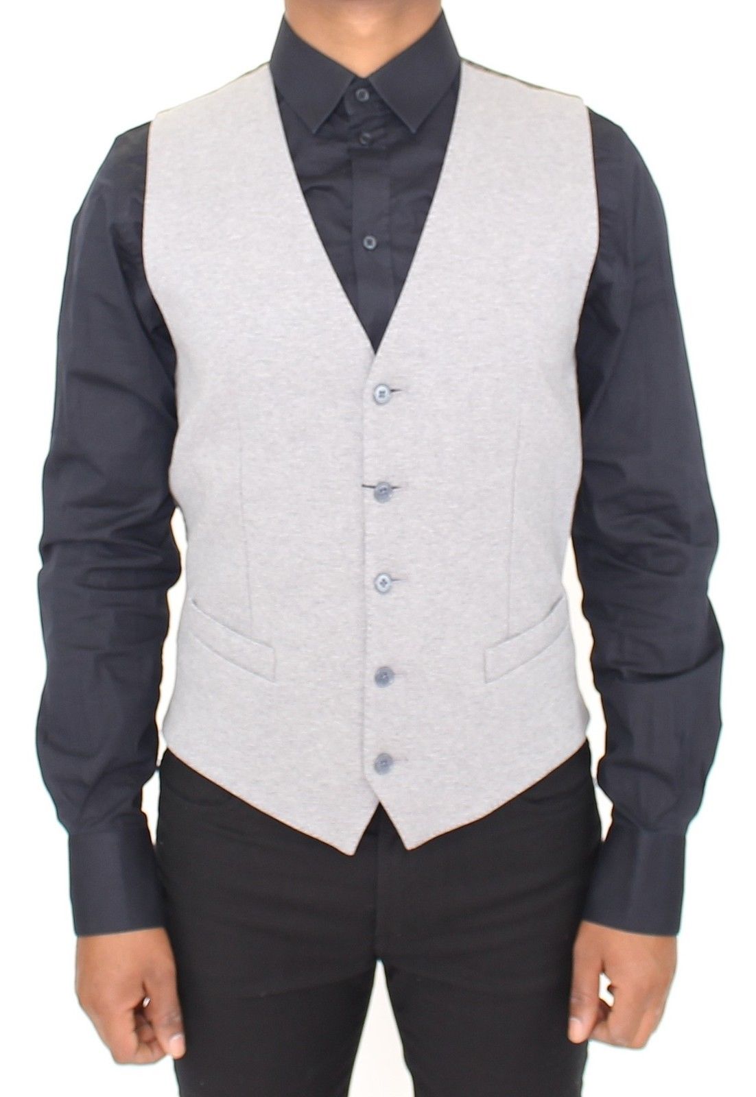Dolce & Gabbana Gray Cotton Stretch Dress Vest Men's Blazer2