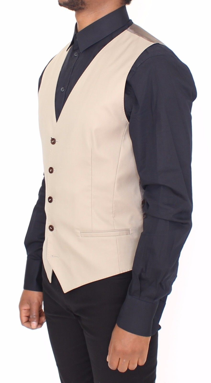 Dolce & Gabbana Beige Cotton Dress Vest Blazer Men's Jacket4