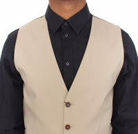 Dolce & Gabbana Beige Cotton Dress Vest Blazer Men's Jacket10