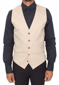 Dolce & Gabbana Beige Cotton Dress Vest Blazer Men's Jacket2