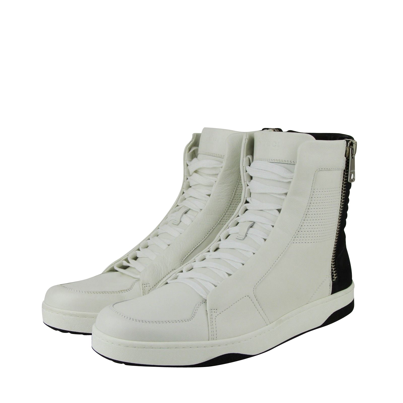 Gucci Gucci Men's Zip Up Black / White Suede / Leather Hi Top Sneakers