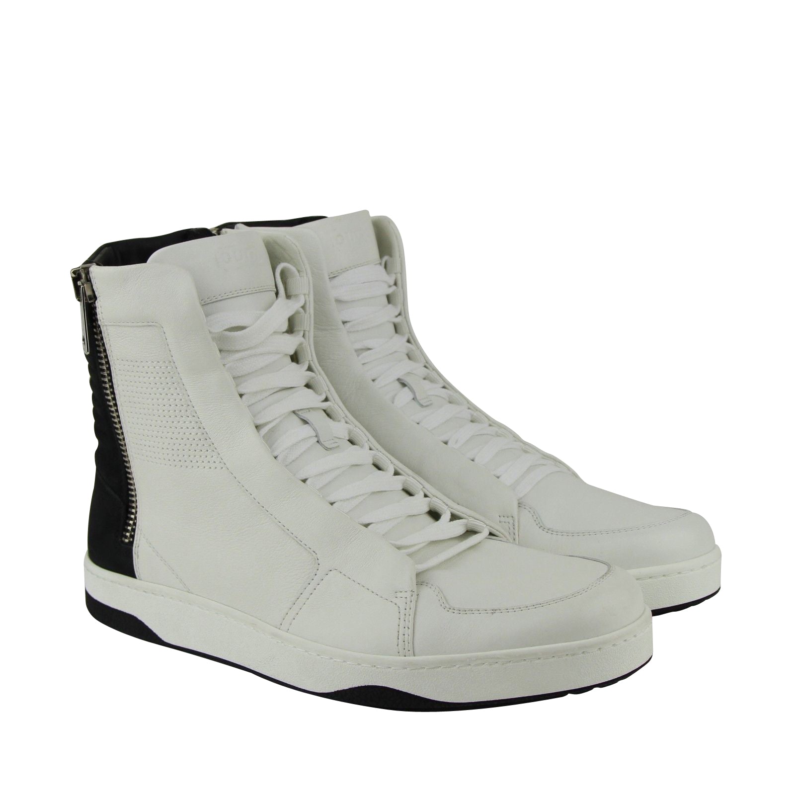 Gucci Gucci Men's Zip Up Black / White Suede / Leather Hi Top Sneakers