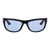 Tom Ford Sunglasses Rectangle Full Rim, Shiny Black Frame and Smoke Lens FT136301A