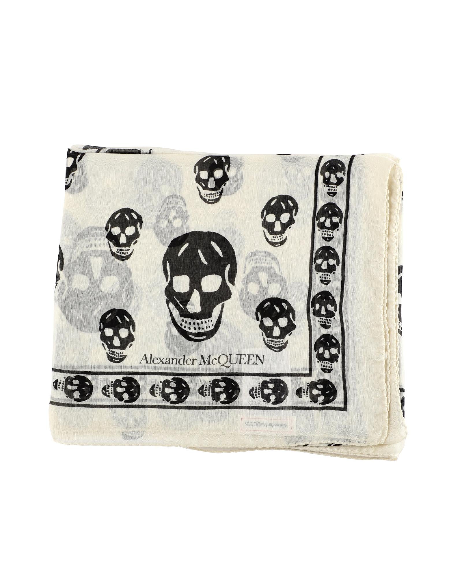 Alexander Mcqueen Skull Print Silk Scarf Women White | White Scarves & Shawls