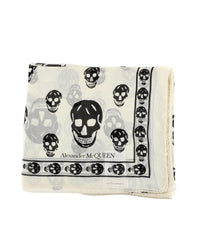 Alexander Mcqueen Skull Print Silk Scarf Women White | White Scarves & Shawls