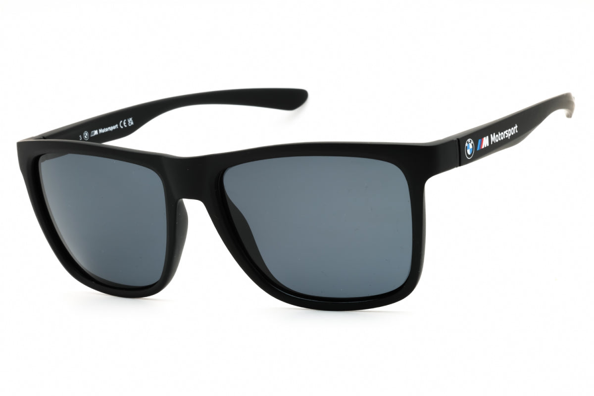 BMW BMW Sunglasses Rectangle Full Rim, Matte Black Frame and Smoke Polarized Lens BS001502D