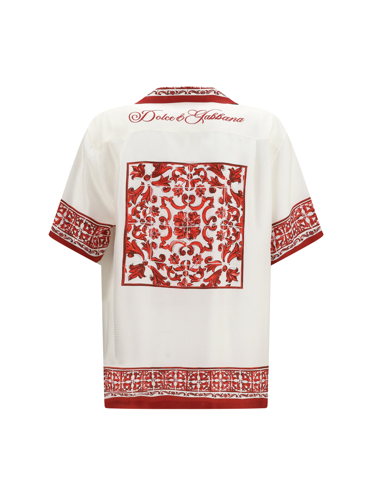 DOLCE & GABBANA Dolce & Gabbana Men Hawaii Shirt In Jacquard Twill With Majolica Print