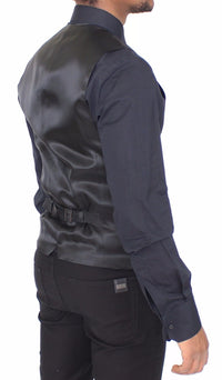 Dolce & Gabbana Black Striped Wool Silk Dress Vest Men's Gilet8