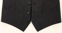 Dolce & Gabbana Black Striped Wool Silk Dress Vest Men's Gilet10