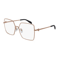 Alexander McQueen Eyeglasses Square Full Rim, Nude Frame and Clear Demo Lens Lens AM0276O003