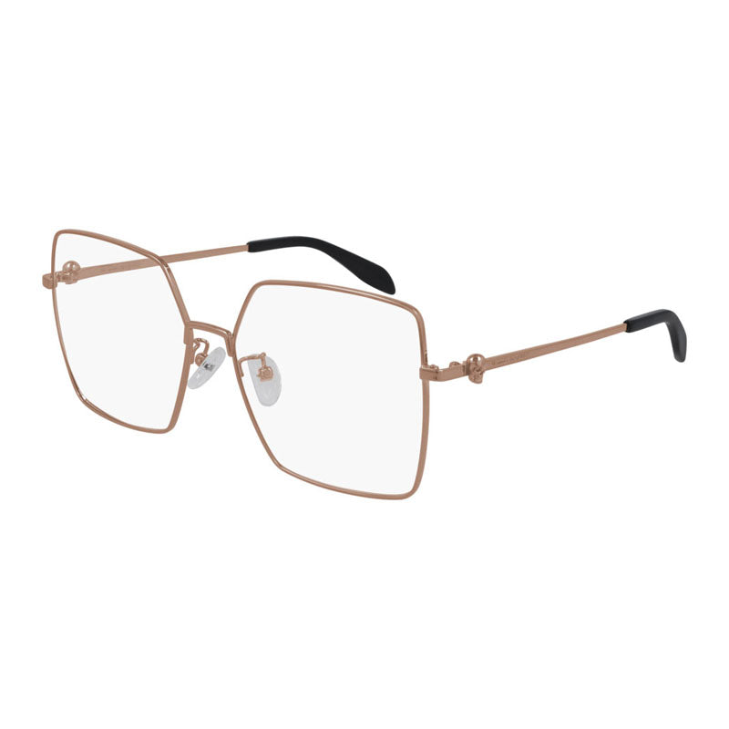 Alexander McQueen Eyeglasses Square Full Rim, Nude Frame and Clear Demo Lens Lens AM0276O003