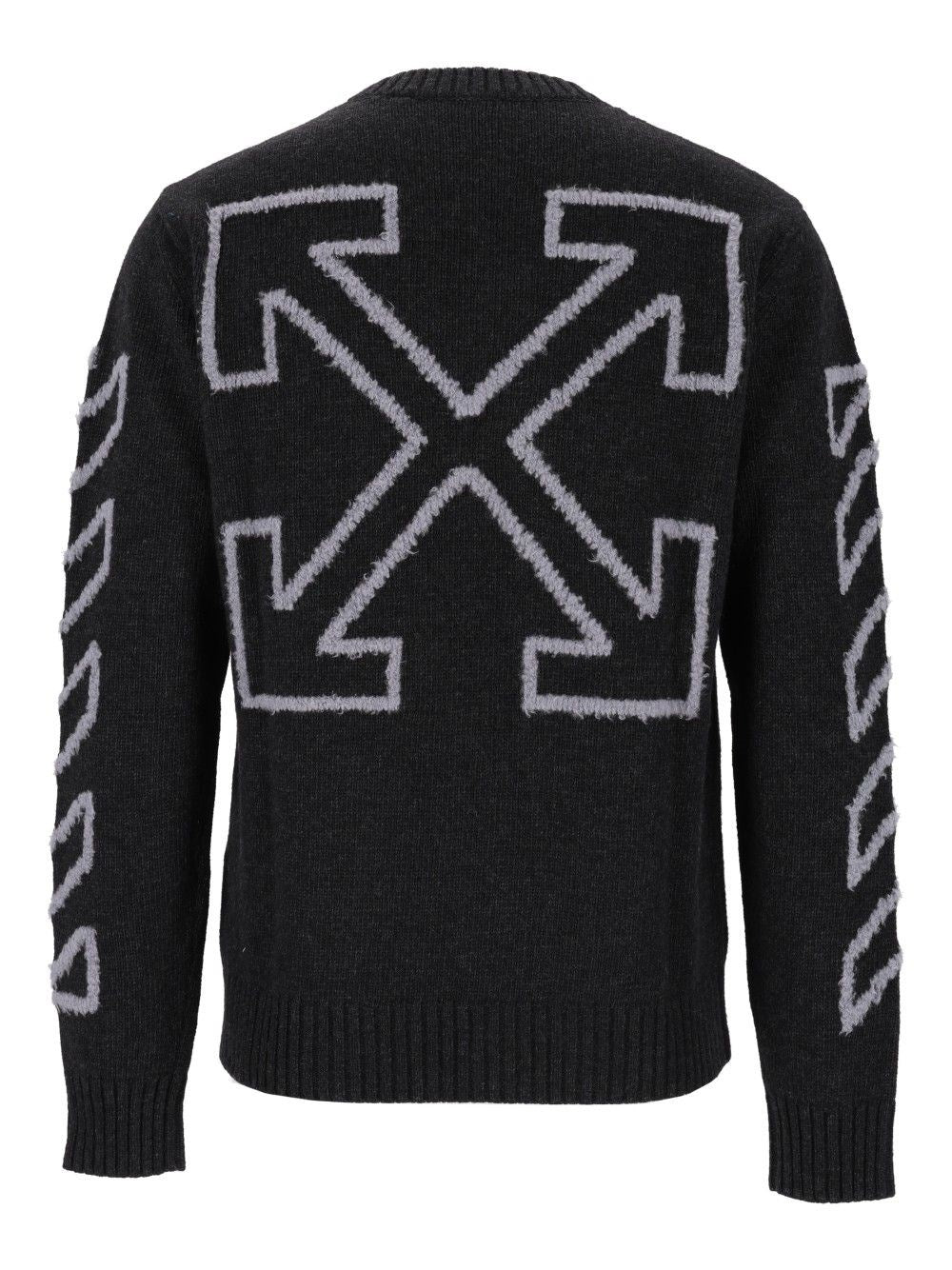 Off-white Off-White Men The Diagonal Arrow Fuzzy Crew Neck Sweater