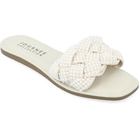 RAILLEY Womens Square Toe Braided Slide Sandals 10 Medium Ivory
