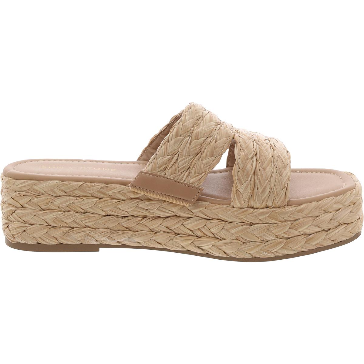 Womens Padded Insole Straw Wedge Sandals