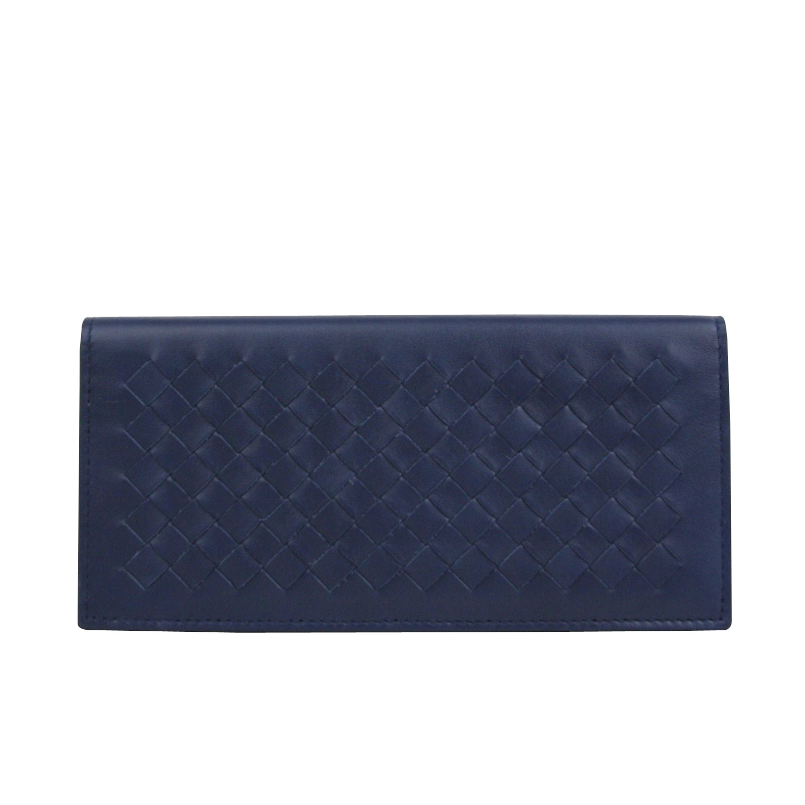 Bottega Veneta Men's Intercciaco Navy Blue Leather Long Bifold Wallet