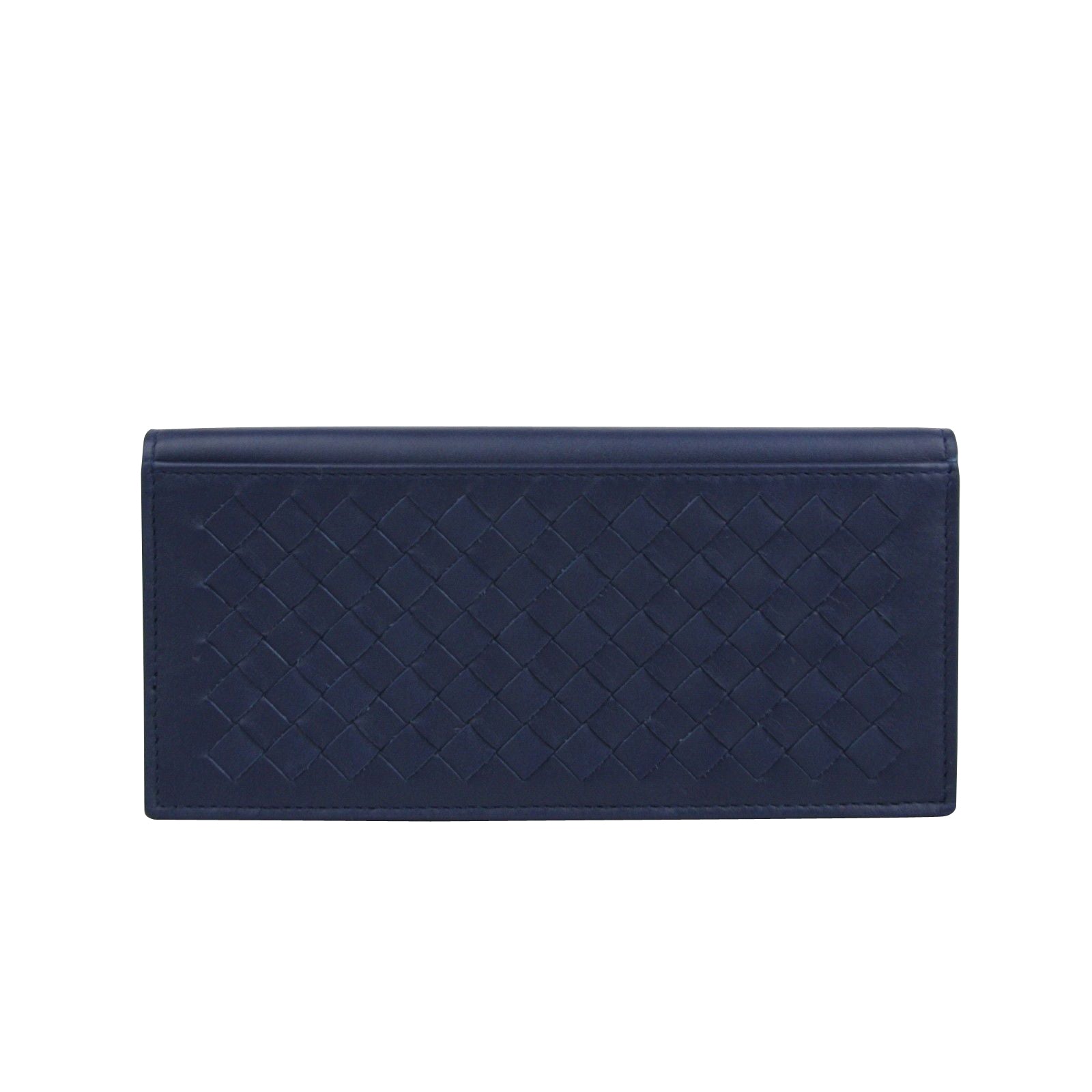 Bottega Veneta Men's Intercciaco Navy Blue Leather Long Bifold Wallet