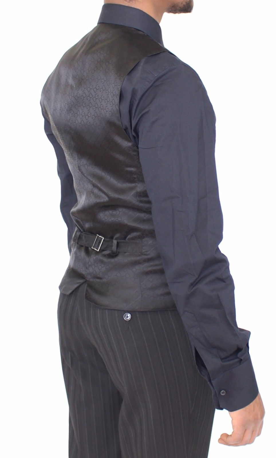 Dolce & Gabbana Black Striped Stretch Dress Vest Men's Gilet6