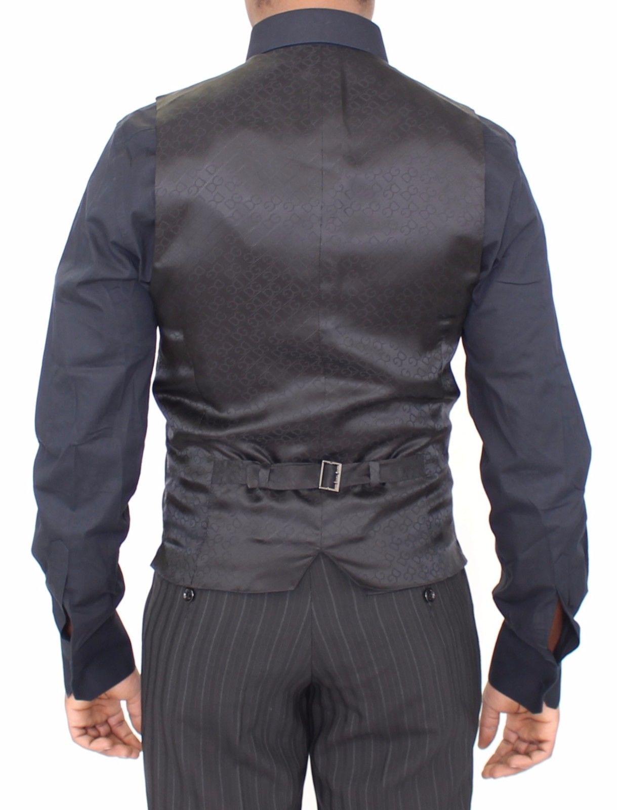 Dolce & Gabbana Black Striped Stretch Dress Vest Men's Gilet8