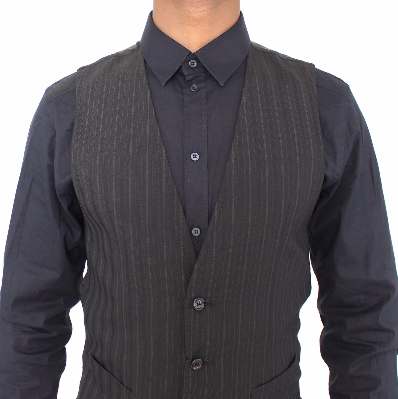 Dolce & Gabbana Black Striped Stretch Dress Vest Men's Gilet10