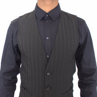 Dolce & Gabbana Black Striped Stretch Dress Vest Men's Gilet10