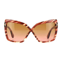 Tom Ford Sunglasses Cat Eye Full Rim, Red Havana Frame and Brown Gradient Lens FT119554F