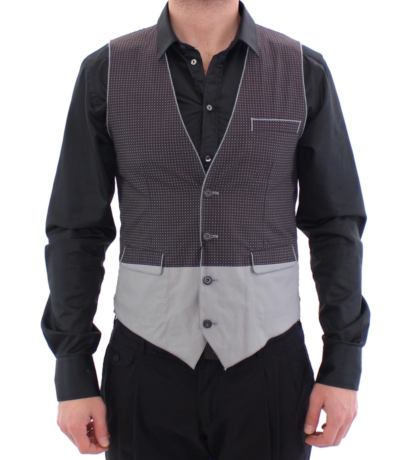 Dolce & Gabbana Gray Polka Dot Dress Vest Gilet Men's Weste2