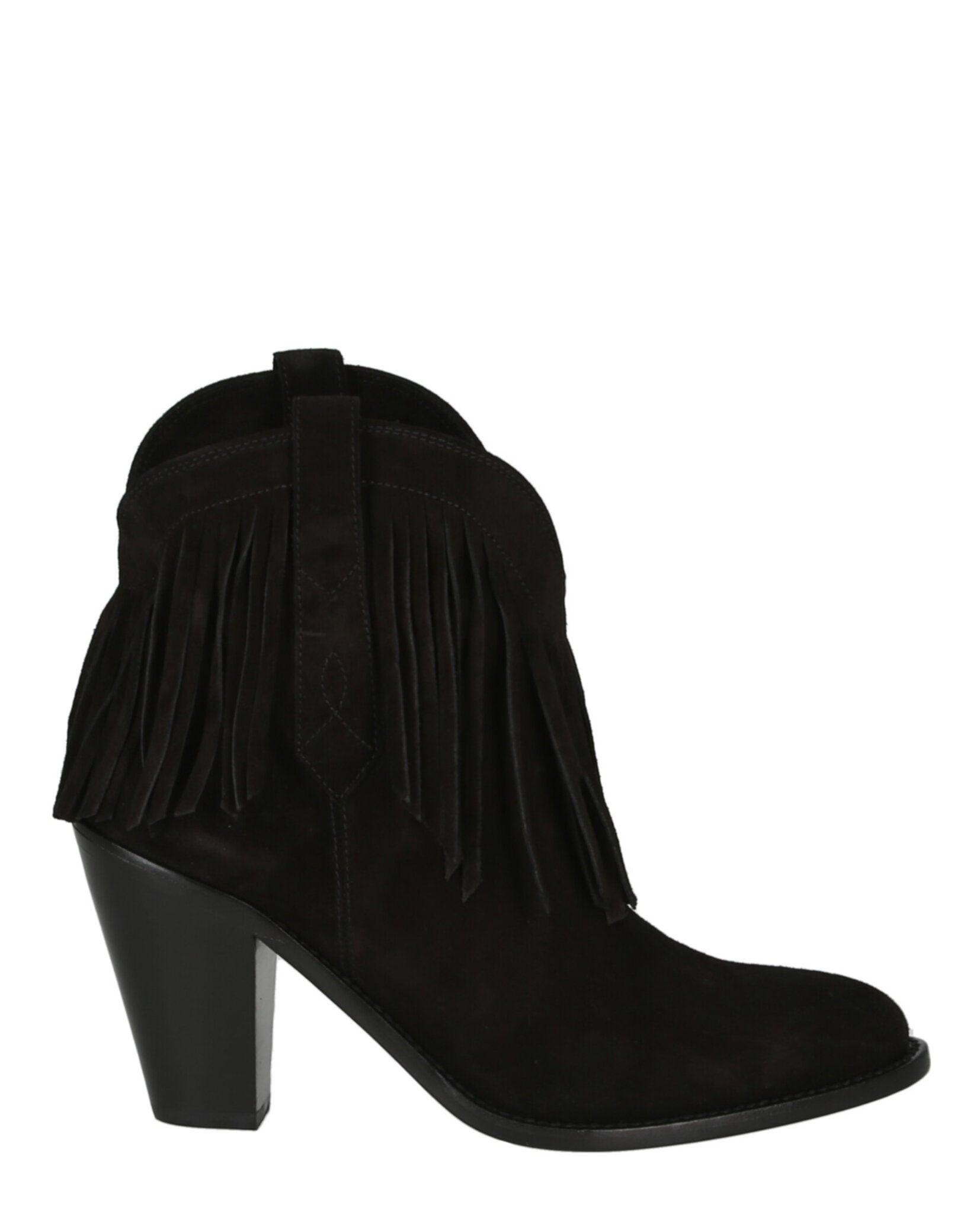 Saint Laurent Womens Western Fringed Ankle Boots