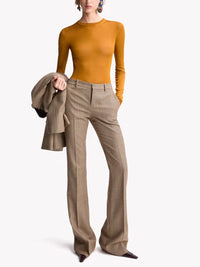 Saint Laurent Women Flared Pants In Puppytooth Prince Of Wales Wool