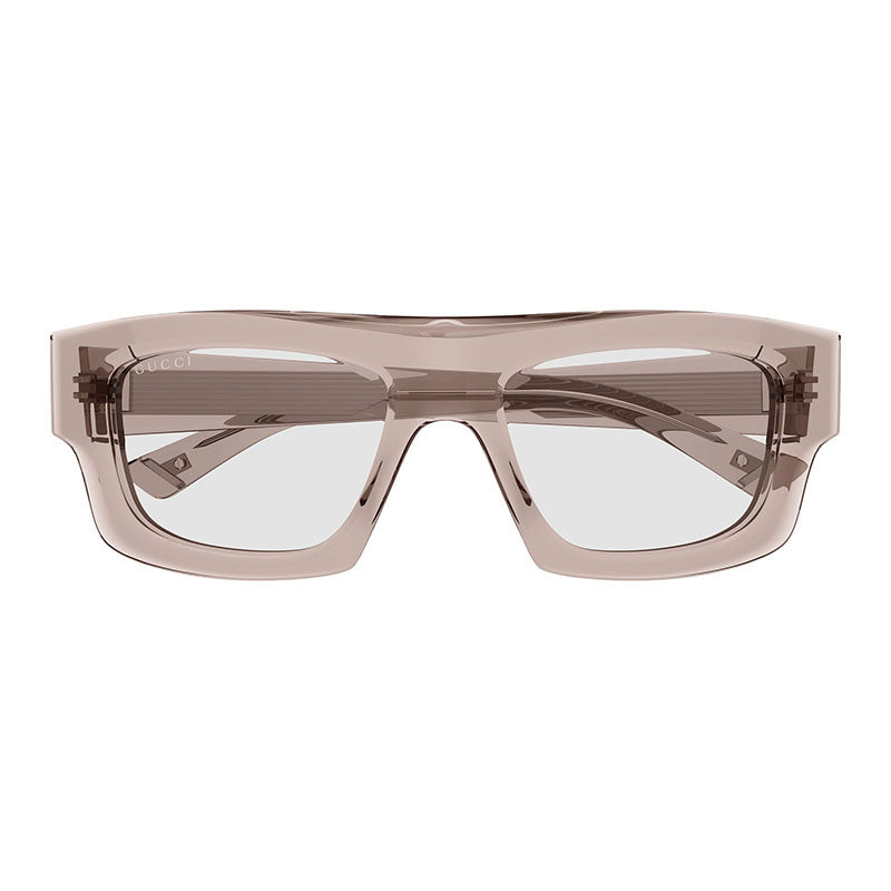 Gucci Gucci Square Full Rim, with a Transparent Pink frame and Clear lens.