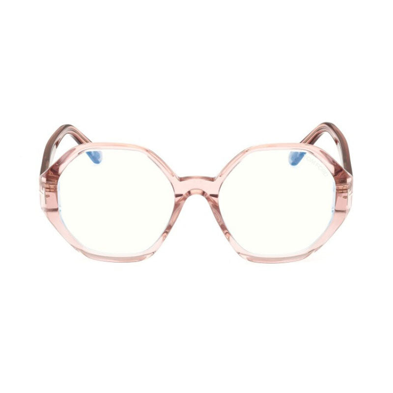 Tom Ford Eyeglasses Geometric Full Rim, Shiny Black Frame and Clear Blue Light Block Lens FT5967-B001