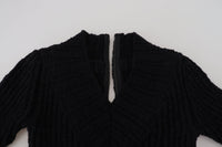 Dolce & Gabbana Black Wool Knitted Sheath Sweater Women's Dress