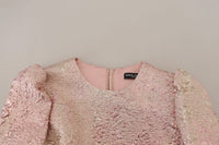 Dolce & Gabbana Pink Jaquard 3/4 Sleeve Sheath Midi Women's Dress