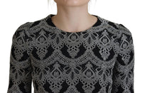 Dolce & Gabbana Black Gray Jacquard Sheath Bodycon Women's Dress