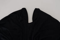 Dolce & Gabbana Black Sheath Midi Gown Wool Wrap Women's Dress