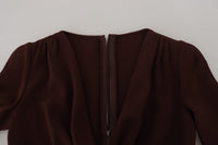 Dolce & Gabbana Brown Wrap Long Sleeve Midi Stretch Women's Dress