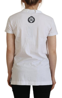 Dolce & Gabbana White Short Sleeve V-neck Cotton Top Blouse Women's T-shirt