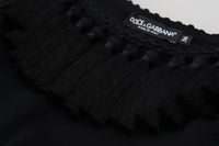 Dolce & Gabbana Black Tank Top Women's Tassle Cotton Women's Blouse