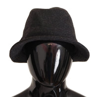 Dolce & Gabbana Gray Virgin Wool Logo Fedora Trilby Cappello Women's Hat