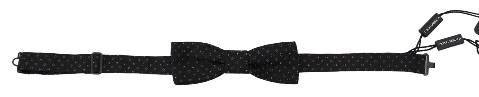 Dolce & Gabbana Dolce & Gabbana Black Pattern Silk Adjustable Neck Papillon Bow Men's Tie
