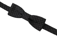 Dolce & Gabbana Dolce & Gabbana Black Pattern Silk Adjustable Neck Papillon Bow Men's Tie