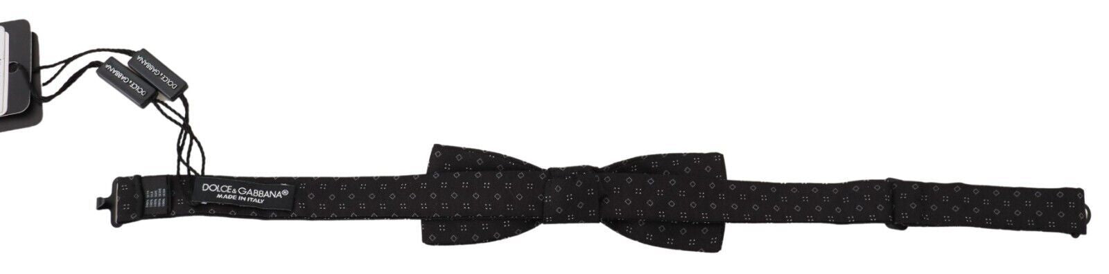 Dolce & Gabbana Dolce & Gabbana Black Pattern Silk Adjustable Neck Papillon Bow Men's Tie