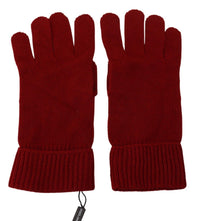 Dolce & Gabbana Red 100% Cashmere Knit Hands Mitten Mens Men's Gloves