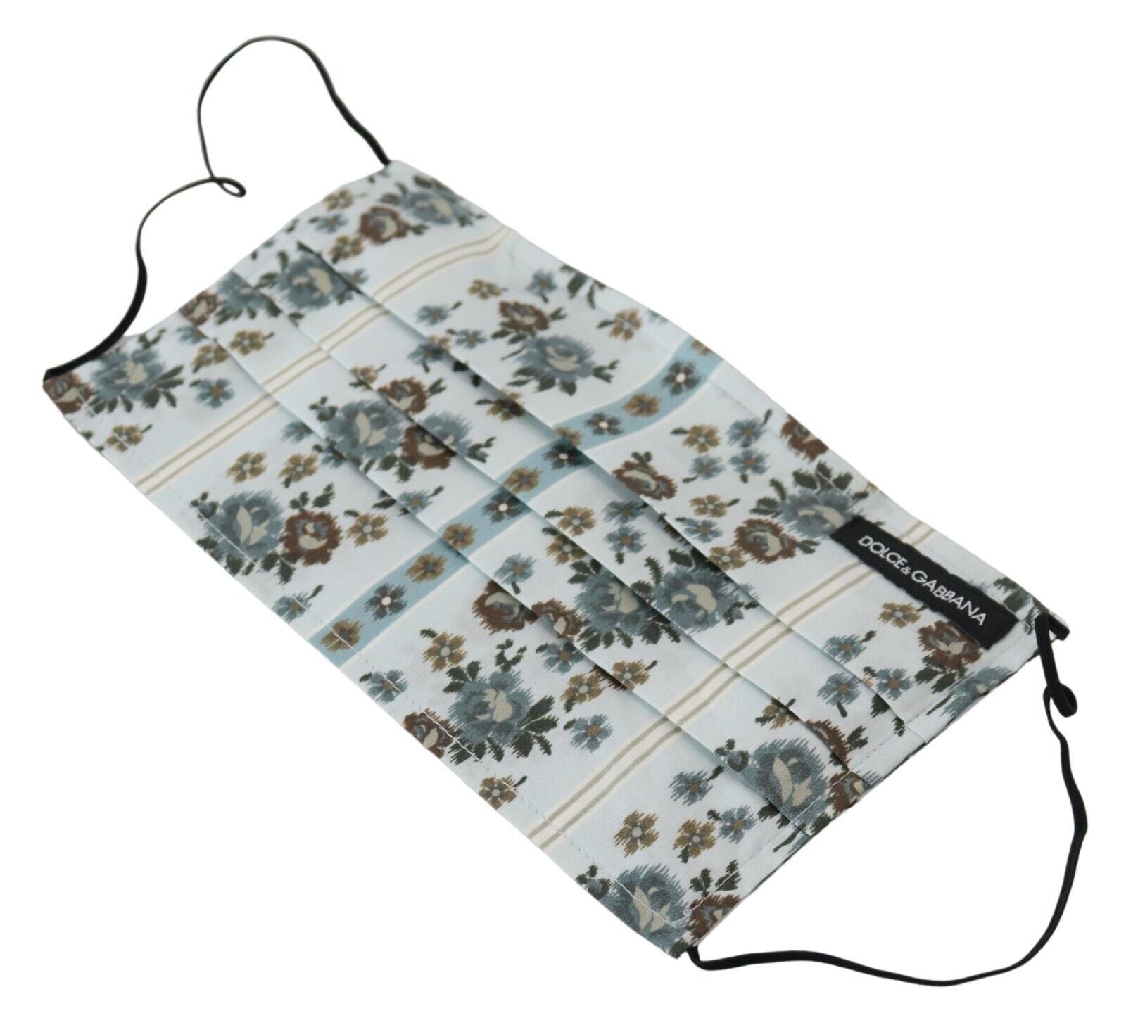 Dolce & Gabbana Dolce & Gabbana White Floral Cotton Pleated Elastic Ear Strap Face Women's Mask
