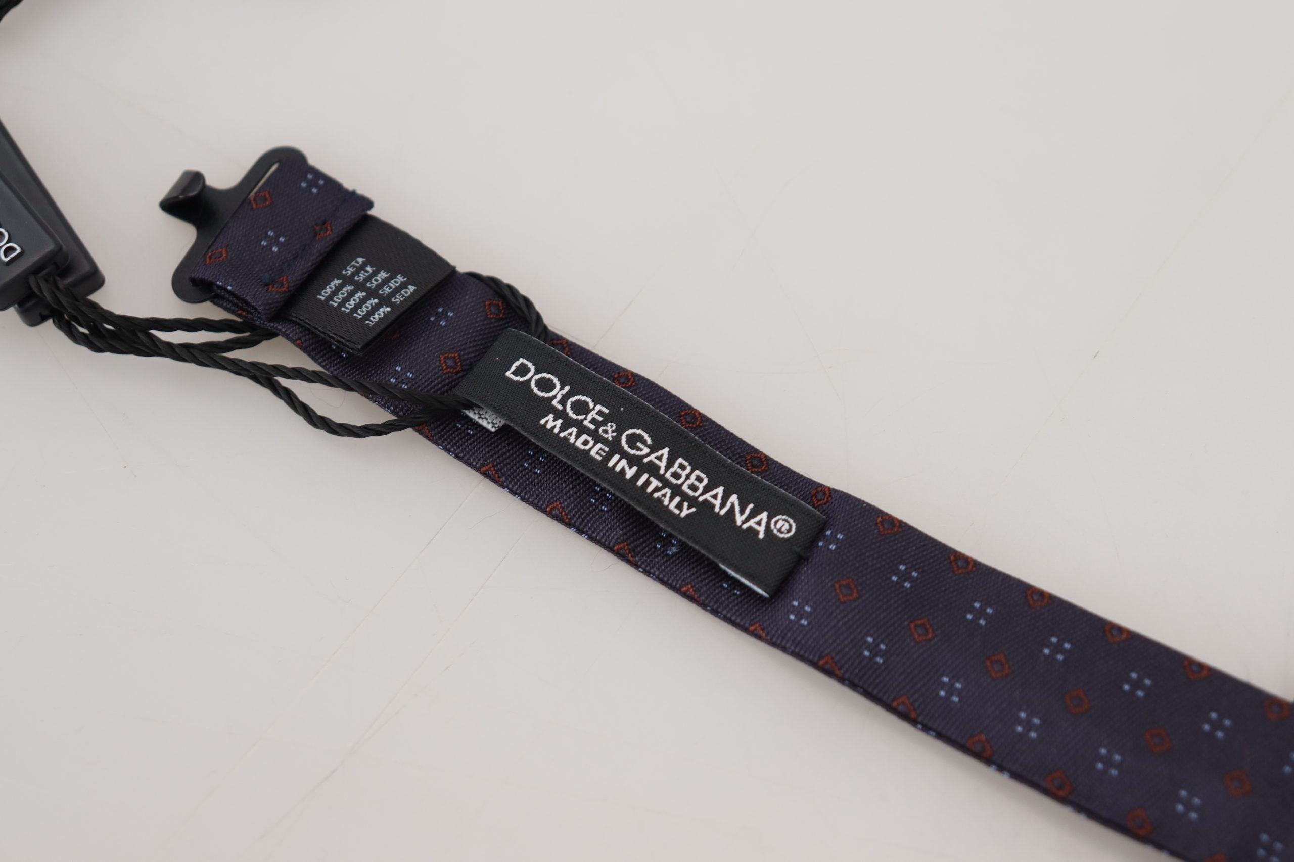Dolce & Gabbana Dolce & Gabbana Blue Pattern Silk Adjustable Neck Papillon Bow Men's Tie