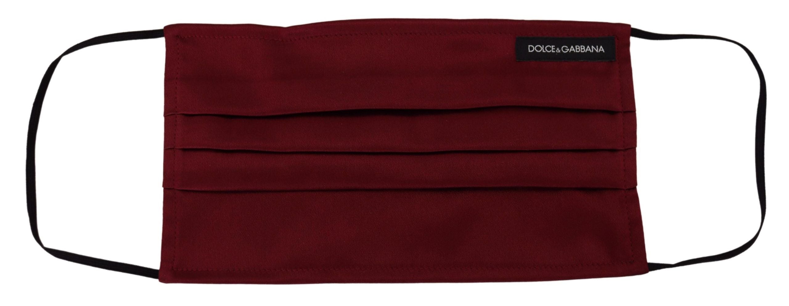 Dolce & Gabbana Dolce & Gabbana Maroon Silk Pleated Elastic Ear Strap One Size Face Women's Mask