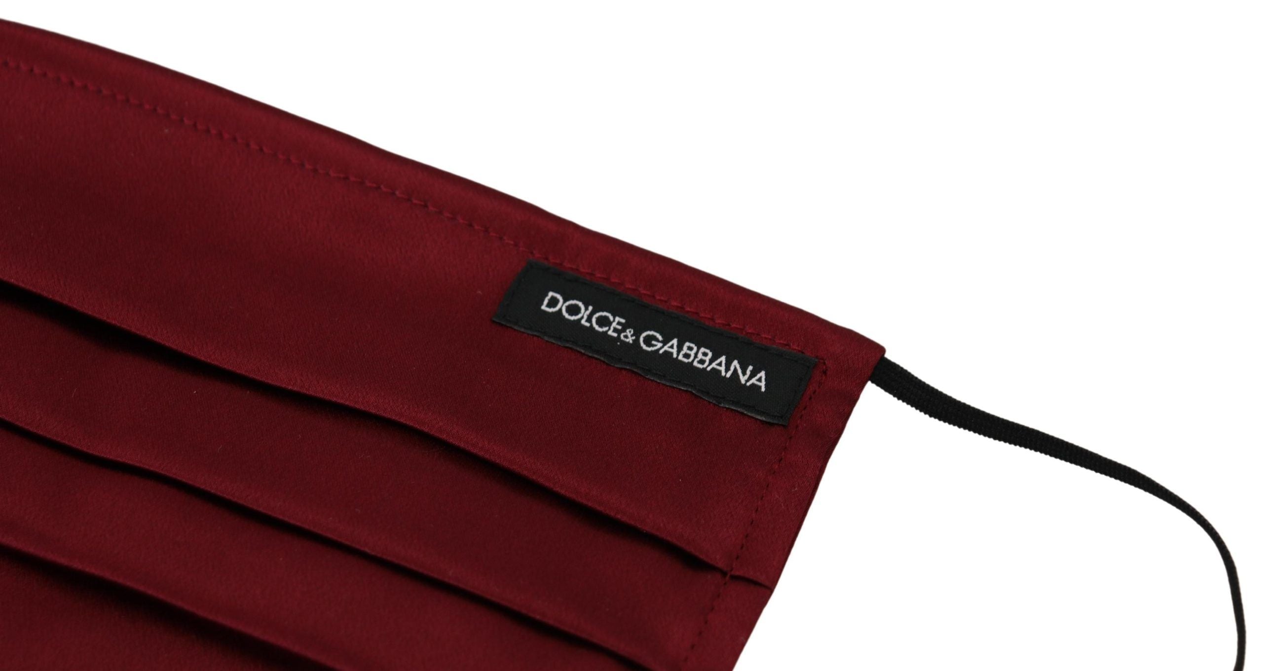 Dolce & Gabbana Dolce & Gabbana Maroon Silk Pleated Elastic Ear Strap One Size Face Women's Mask
